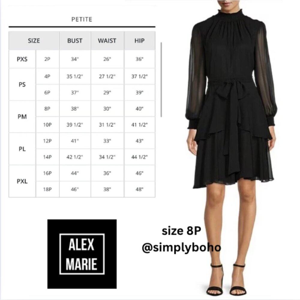 ALEX MARIE women's Little Black Dress - SIZE 8P - Picture 14 of 16